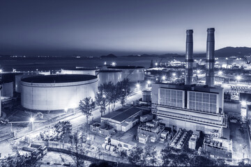 Power plant in Hong Kong at dusk