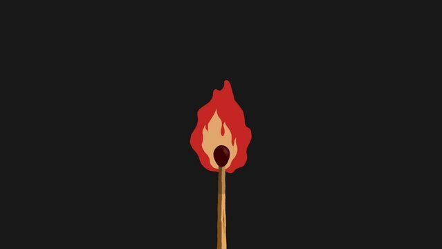 fire match animation in the dark background, flame symbol