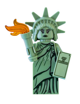 Dortmund - Deutschland 27. März 2023 Lego Minifigure Statue of liberty