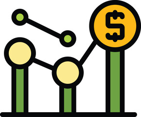 Result money graph icon. Outline Result money graph vector icon for web design isolated on white background color flat