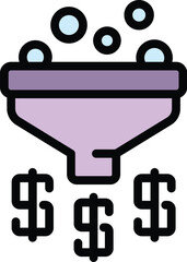 Result money funnel icon. Outline Result money funnel vector icon for web design isolated on white background color flat