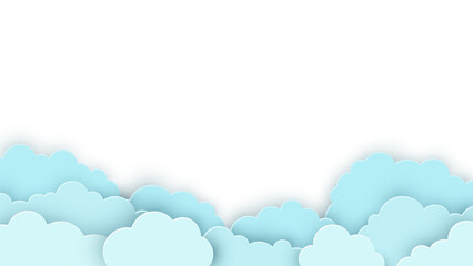 Design of a background with paper clouds on transparent background. PNG illustration