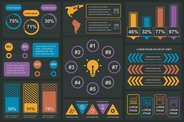 Set of infographic elements data visualization vector design template. Can be used for steps, options, business process, workflow, diagram, flowchart concept, timeline, marketing icons, info graphics.