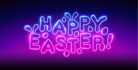 Happy Easter Colorful Neon Lettering