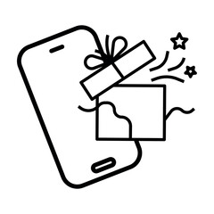 Smartphone and gift icon illustrations.