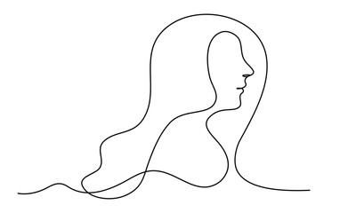 Continuous line art of a beautiful woman, lineart vector illustration.