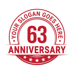 63 years anniversary logo design template. Vector illustration.	
