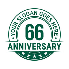 66 years anniversary logo design template. Vector illustration.	