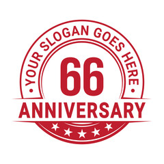 66 years anniversary logo design template. Vector illustration.	
