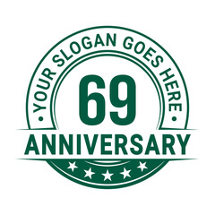 69 years anniversary logo design template. Vector illustration.	