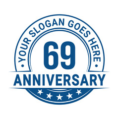 69 years anniversary logo design template. Vector illustration.	