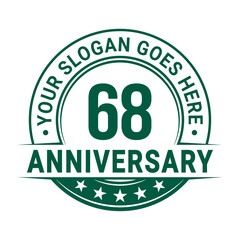 68 years anniversary logo design template. Vector illustration.	