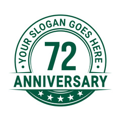 72 years anniversary logo design template. Vector illustration.	