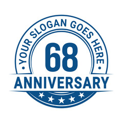 68 years anniversary logo design template. Vector illustration.	
