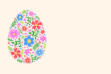Easter background. Concept of Easter egg with flowers. Vector illustration
