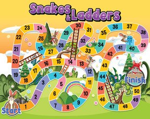 Snakes and ladders board game template © brgfx