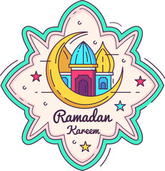 blue vintage icon moon Ramadan and Islamic Eid