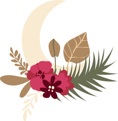 moon icon with flowers Ramadan and Islamic Eid