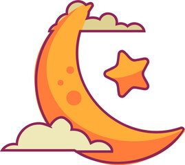moon icon with cloud Ramadan and Islamic Eid