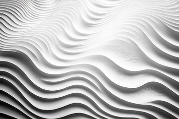 Organic shapes, waves on a flat white surface, casting shadow, 3d render. Generative ai