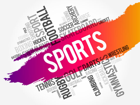 Sports word cloud collage, hobbies and leisure concept background