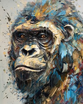 gorilla abstract oil painting portrait, generative AI