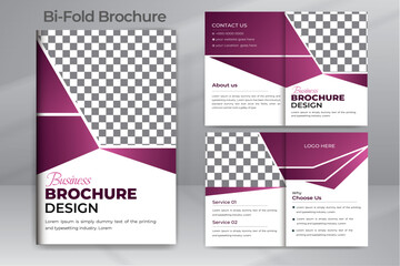 Corporate Business Bi-fold Brochure Template With Abstract Design in A4 Size Premium Vector With 4pages