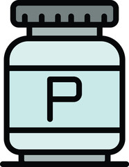 Protein jar icon. Outline Protein jar vector icon for web design isolated on white background color flat
