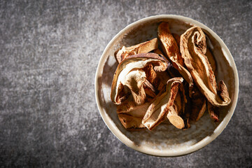 dried mushrooms in a bowl