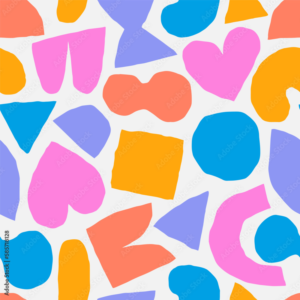 Wall mural colourful abstract texture with different shapes. vector abstract pattern with bold organic shapes. 