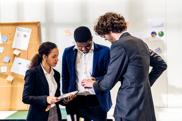 Group of business meeting and discussing strategy with startup project analysis finance,management.Success business people plan and brainstorm,marketing,idea,research,organization in office.Teamwork