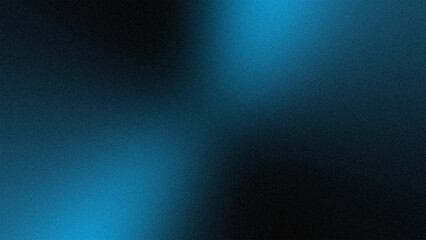 Abstract blue colors gradient wave on black background, blurry lights on dark noise texture, copy space