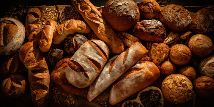 vast array of different breads, ai generative