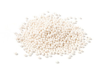 white sago pearls or sago balls isolated on white background.