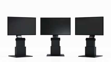 Blank mock up horizontal billboard or LCD screen floor stand, 3D rendering.