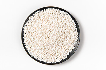 white sago pearls or sago balls isolated on white background.