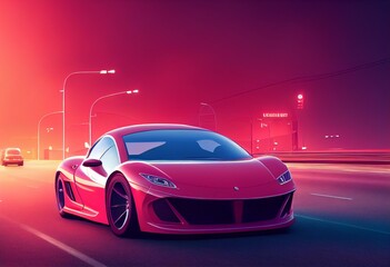 Obraz na płótnie Canvas red car speeding. Generative AI