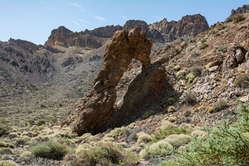 The rock " Zapato de la Reina " in the National Park del Teide on Tenerife