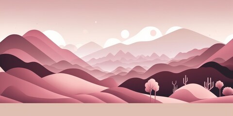 Pink colored. Abstract watercolor landscape. Beautiful illustration picture. Generative AI