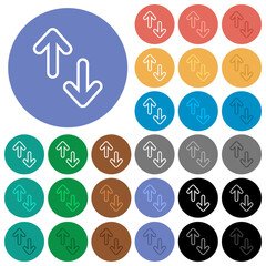 Data transfer outline round flat multi colored icons