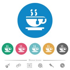 Cup of tea flat round icons