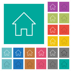 Home outline square flat multi colored icons