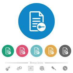 Secure document flat round icons
