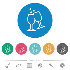 Toasting outline flat round icons