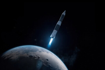 Obraz na płótnie Canvas Rocket flying in space. Generative AI