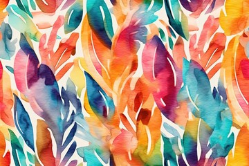 colorful leaves painted in watercolor on a pristine white background. Generative AI