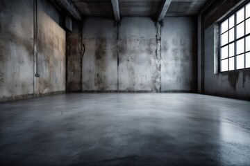 Fototapeta na wymiar an empty concrete room with a window. Generative AI