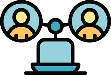 Human big data icon. Outline Human big data vector icon for web design isolated on white background color flat