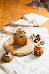 Bread inside a clear glass cover