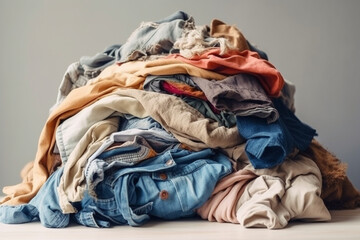 old clothes, the concept of fabric recycling, created by a neural network, Generative AI technology